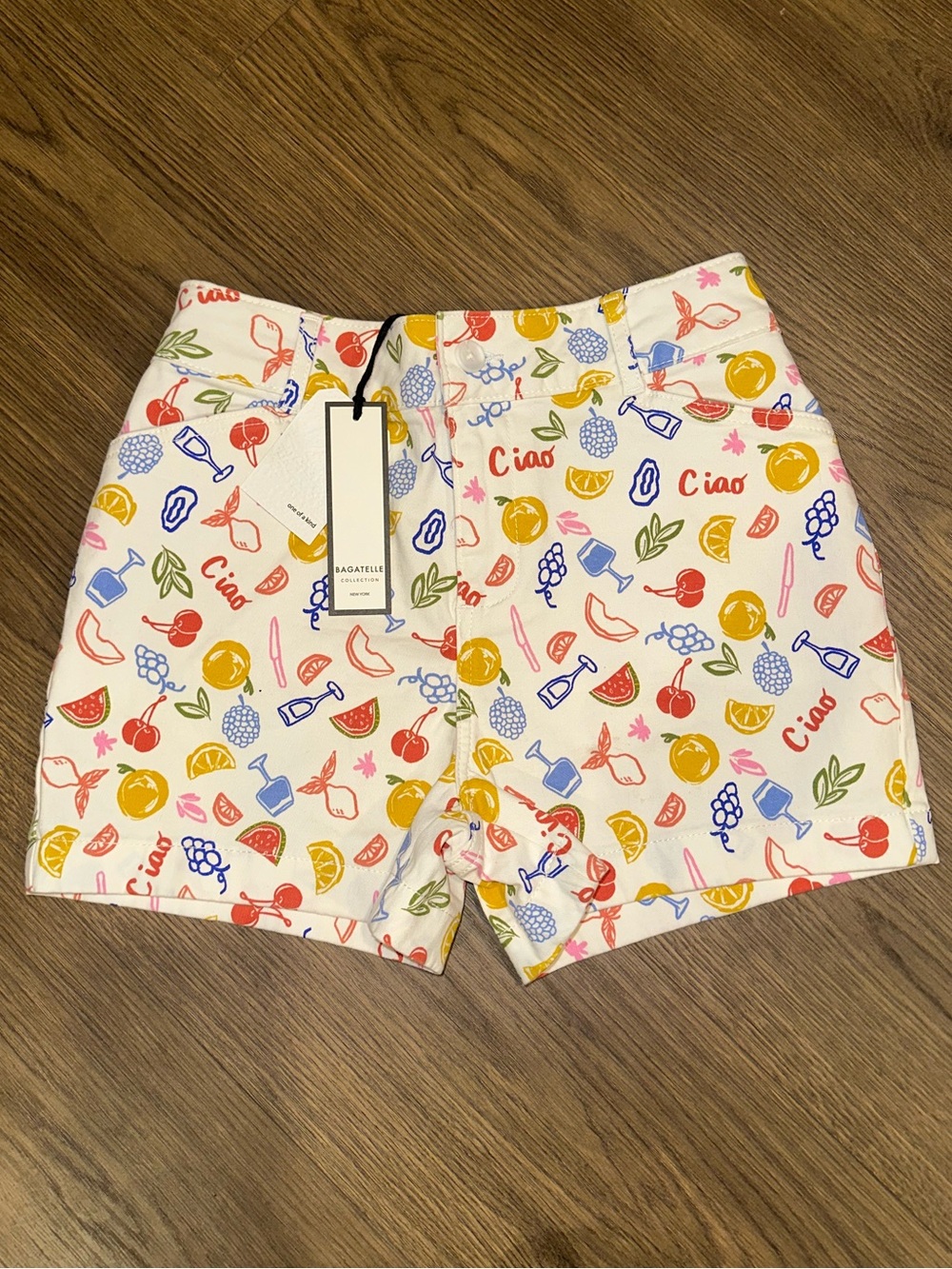 bagatelle White Shorts with Multicolor Fruit Print